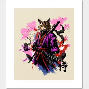 Samurai cat Posters and Art